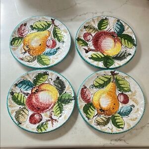Vintage Hand Painted Italian Fruit Plates
